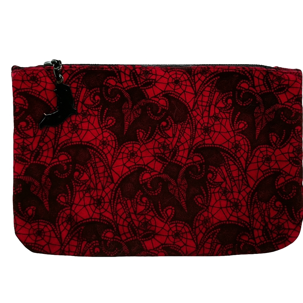 Ipsy Halloween Bat Themed Makeup Pouch Red And Black
